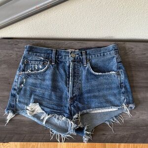 Agolde Blue Distressed Jean Shorts Size 25